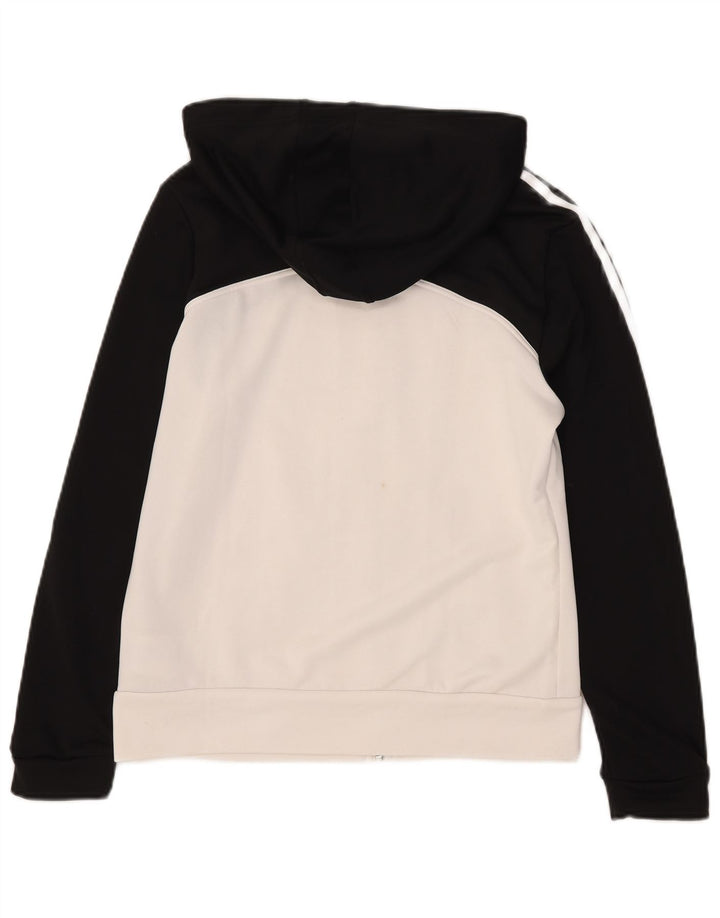 Adidas Damen Zip Hoodie Pullover UK 16 Large Weiß Colourblock Polyester
