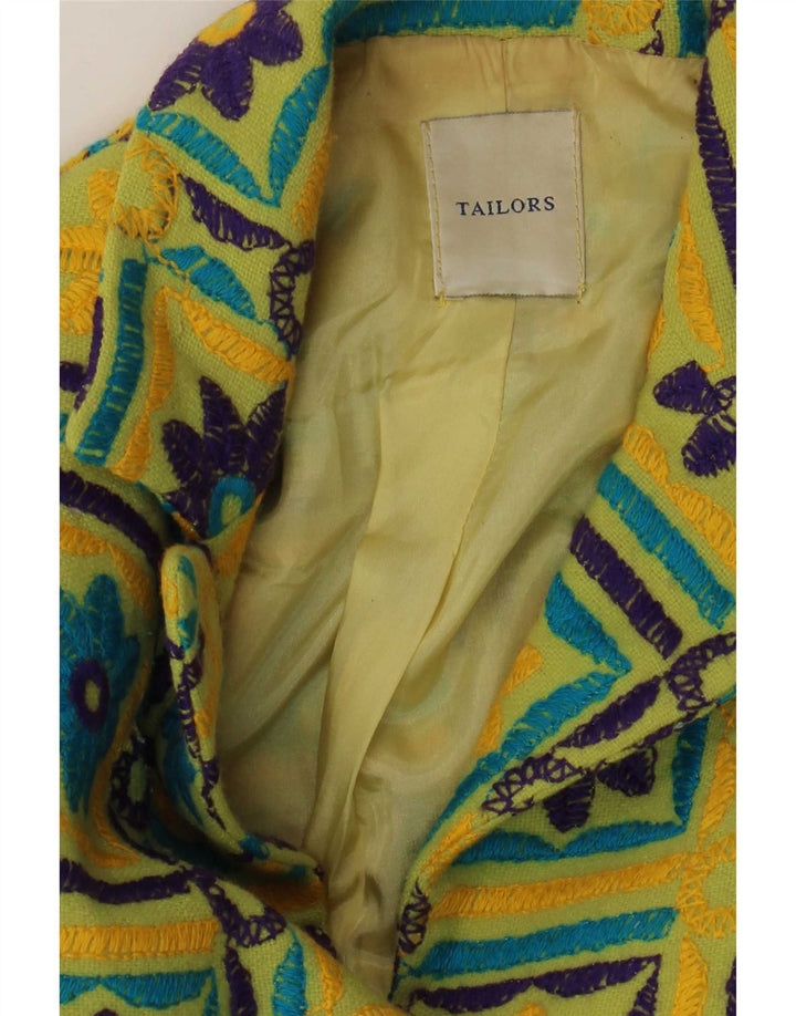 Vintage Damen 3-Knopf-Blazerjacke UK 12 Mittelgelb geblümt