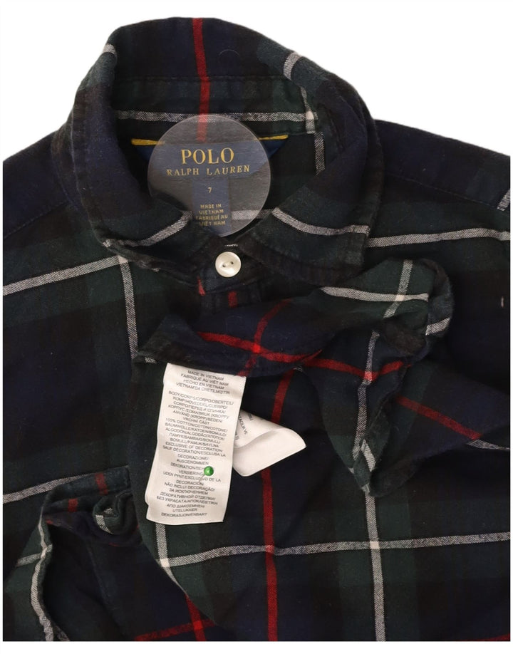 POLO RALPH LAUREN Langarm-Hemdkleid für Mädchen, 6–7 Jahre, Marineblau kariert