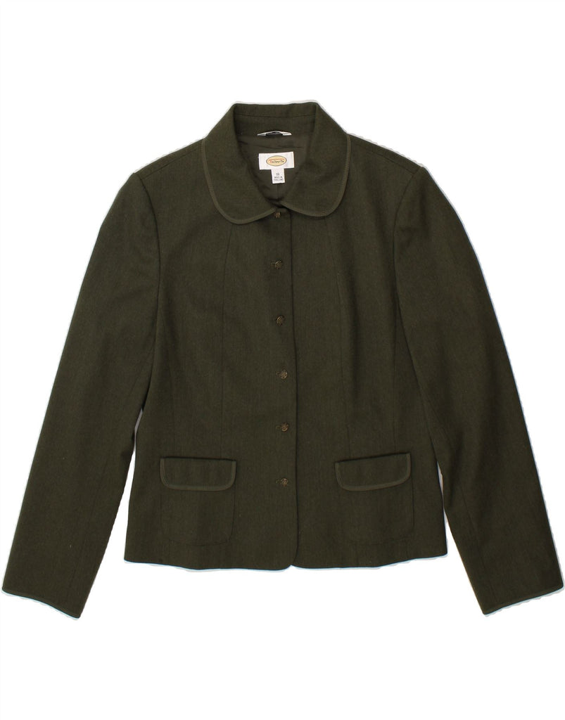 TALBOTS Womens 6 Button Blazer Jacket UK 10 Small Green Wool Vintage Talbots and Second-Hand Talbots from Messina Hembry 