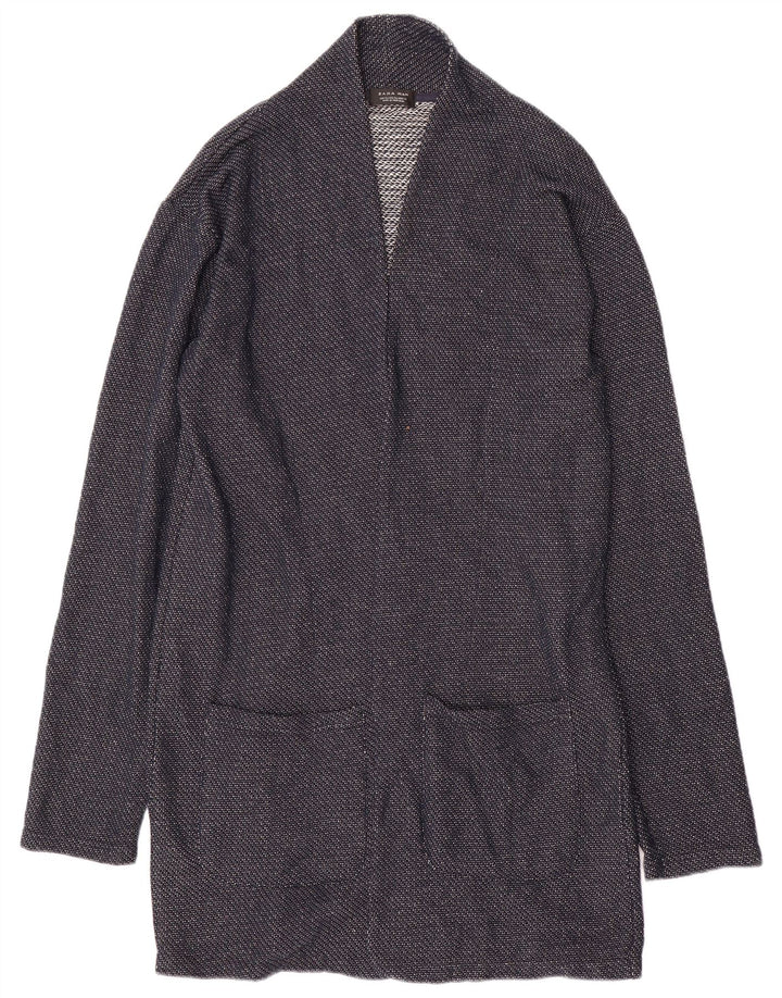 Zara Herren Strickjacke XL Marineblau Polyester