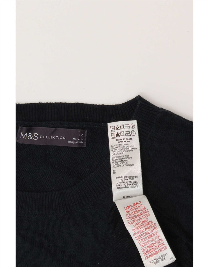 Marks & Spencer Damen Pullover mit Rundhalsausschnitt, UK 12, Mittelgrau
