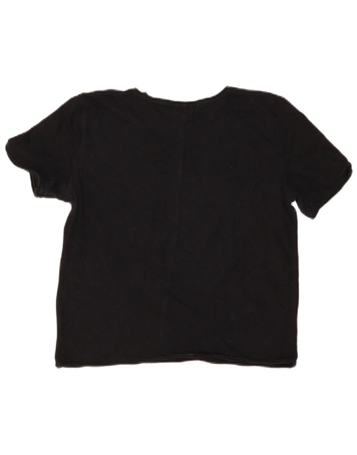Zara Damen T-Shirt Top UK 12 Medium Schwarz