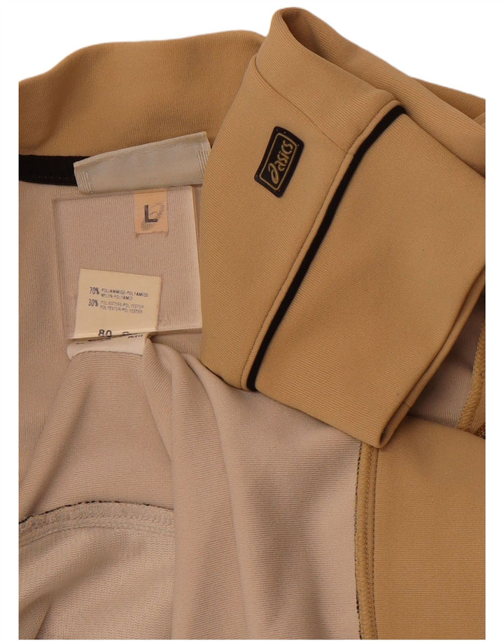 ASICS Womens Tracksuit Top Jacket UK 16 Large Brown Polyamide