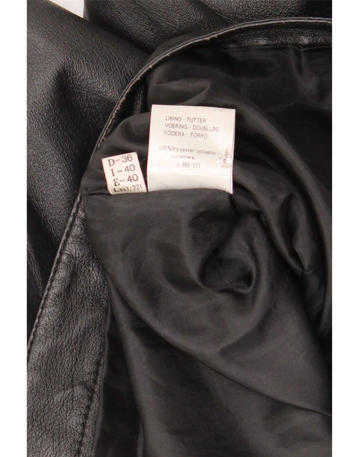 Vintage Damen Übergroße Leder Bolero Jacke IT 40 Small Schwarz