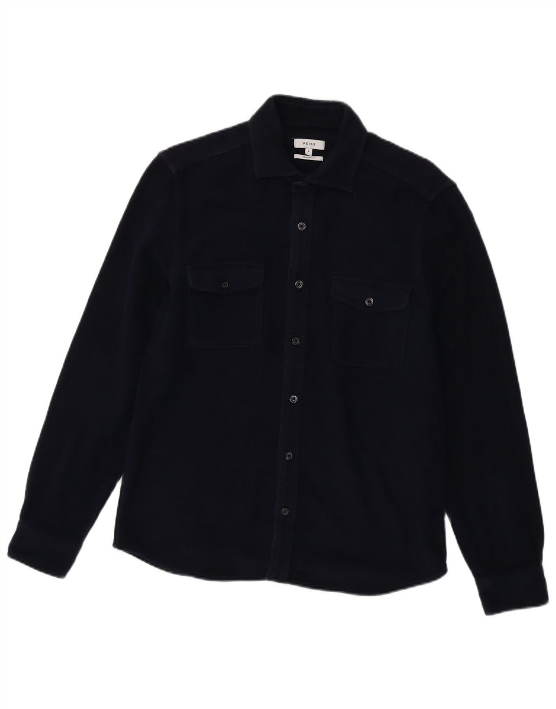 Reiss Herren-Hemd mit normaler Passform, groß, marineblau, Baumwolle