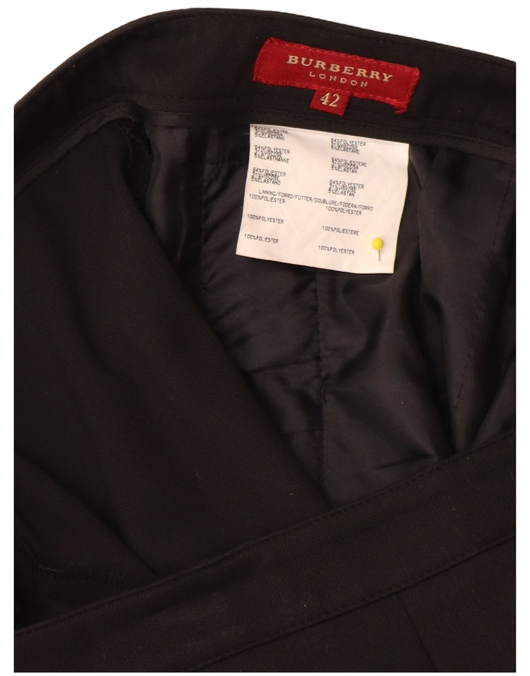 Burberry Damen gerade Anzughose IT 42 Medium W32 L35 Schwarz Polyester