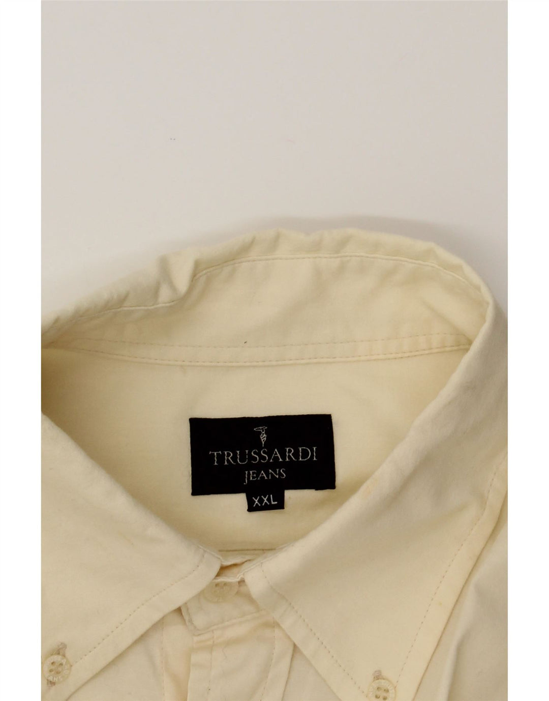 TRUSSARDI JEANS Mens Shirt 2XL Beige Cotton Vintage Trussardi Jeans and Second-Hand Trussardi Jeans from Messina Hembry 
