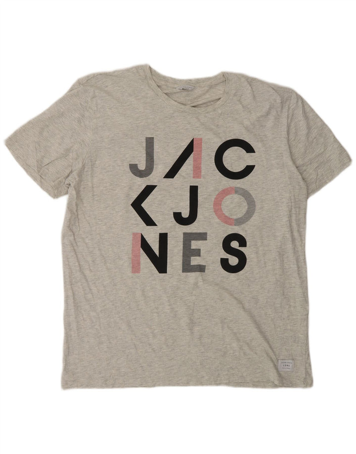 Jack & Jones Herren Grafik T-Shirt Top 2XL Grau Baumwolle