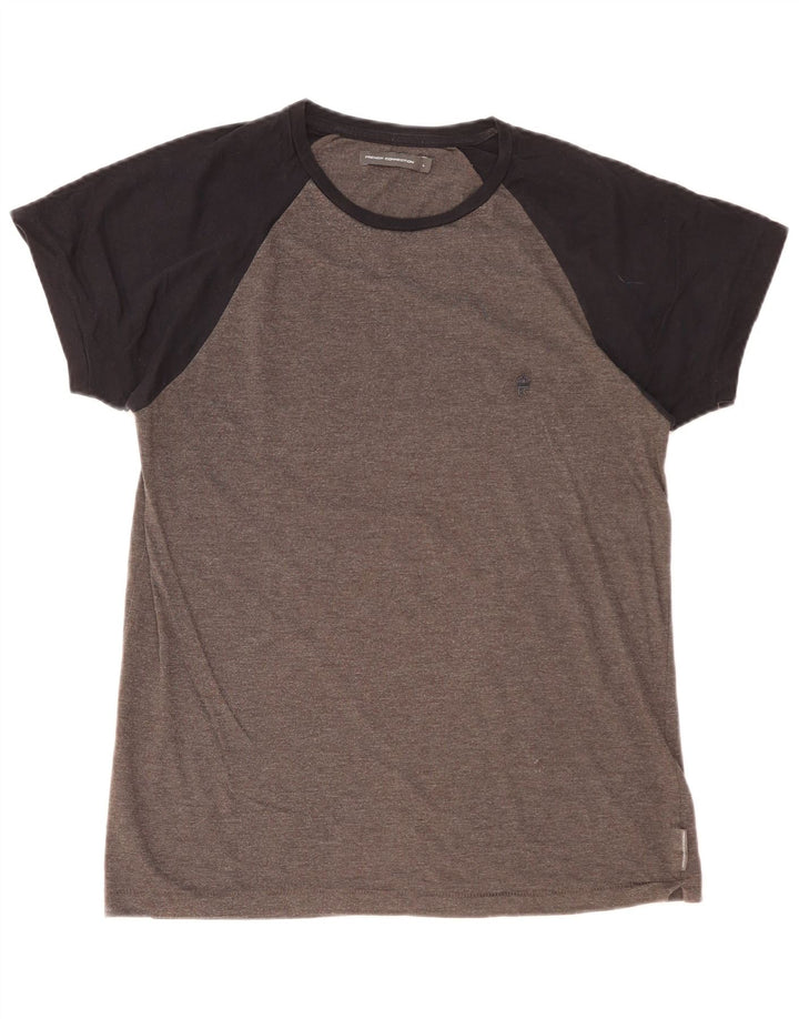 FRENCH CONNECTION Herren T-Shirt Top Large Grau Colourblock Baumwolle