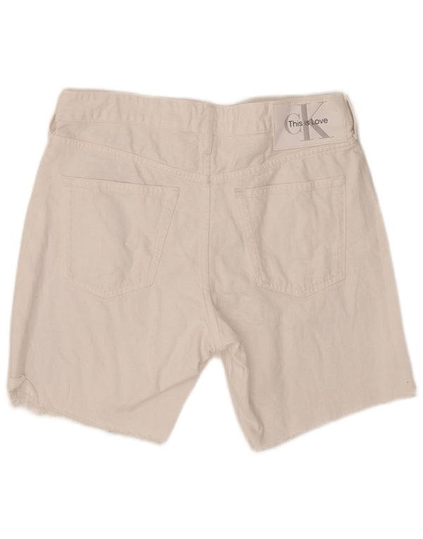 CALVIN KLEIN Herren Graphic Denim Shorts W31 Mittelweiße Baumwolle