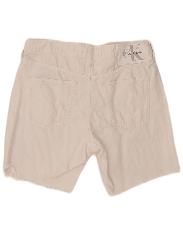 CALVIN KLEIN Herren Graphic Denim Shorts W31 Mittelweiße Baumwolle
