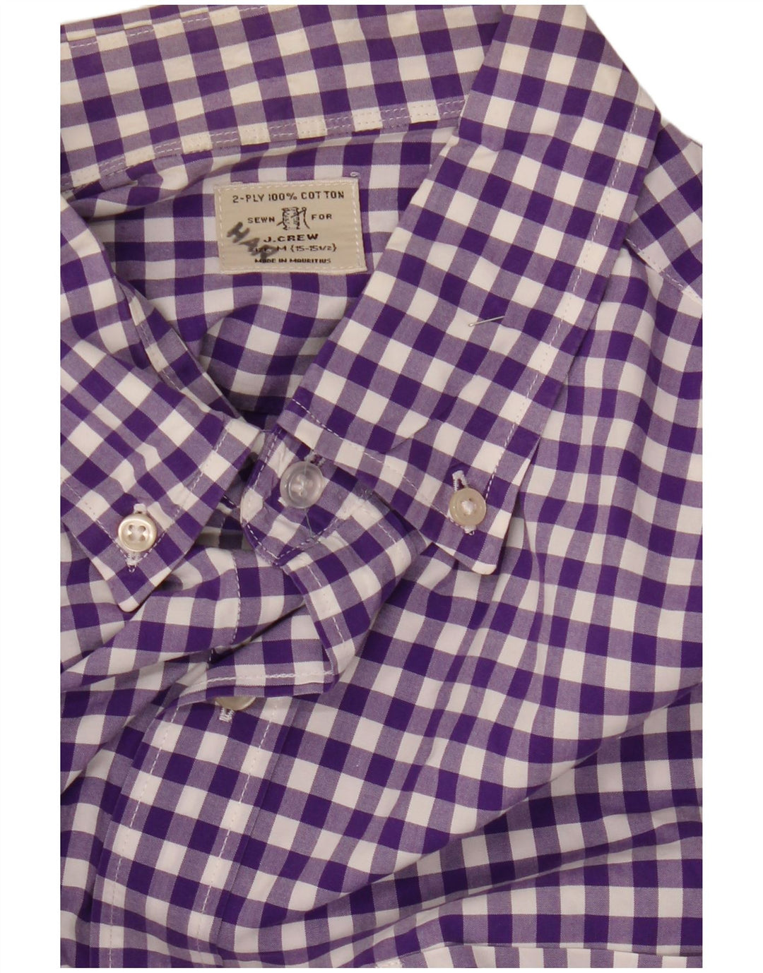 J. CREW Herrenhemd, Größe 15 1/2, mittelviolette Gingham-Baumwolle