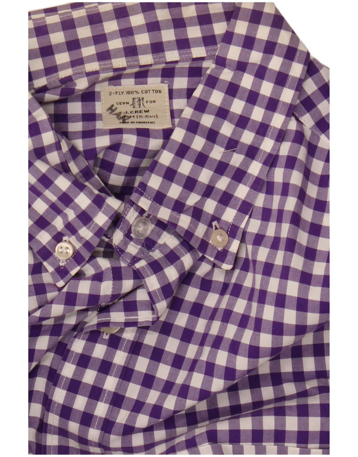 J. CREW Herrenhemd, Größe 15 1/2, mittelviolette Gingham-Baumwolle
