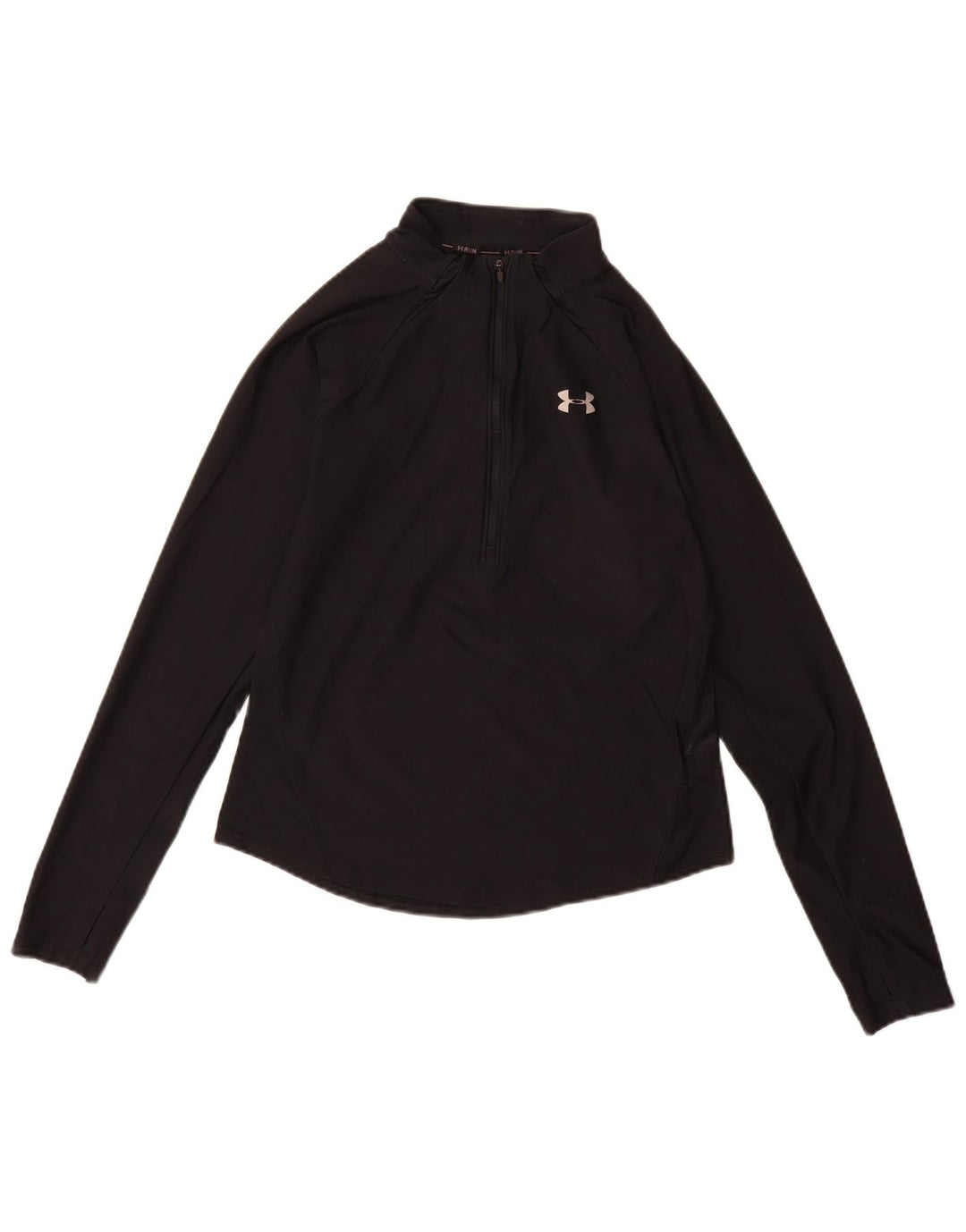 Under Armour Damen Heat Gear Top Langarm UK 10 Small Schwarzes Elastomer