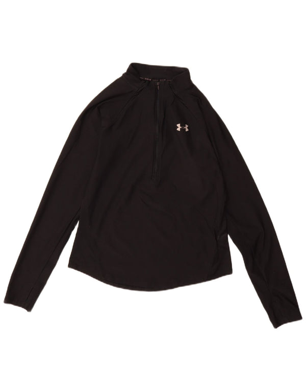 Under Armour Damen Heat Gear Top Langarm UK 10 Small Schwarzes Elastomer