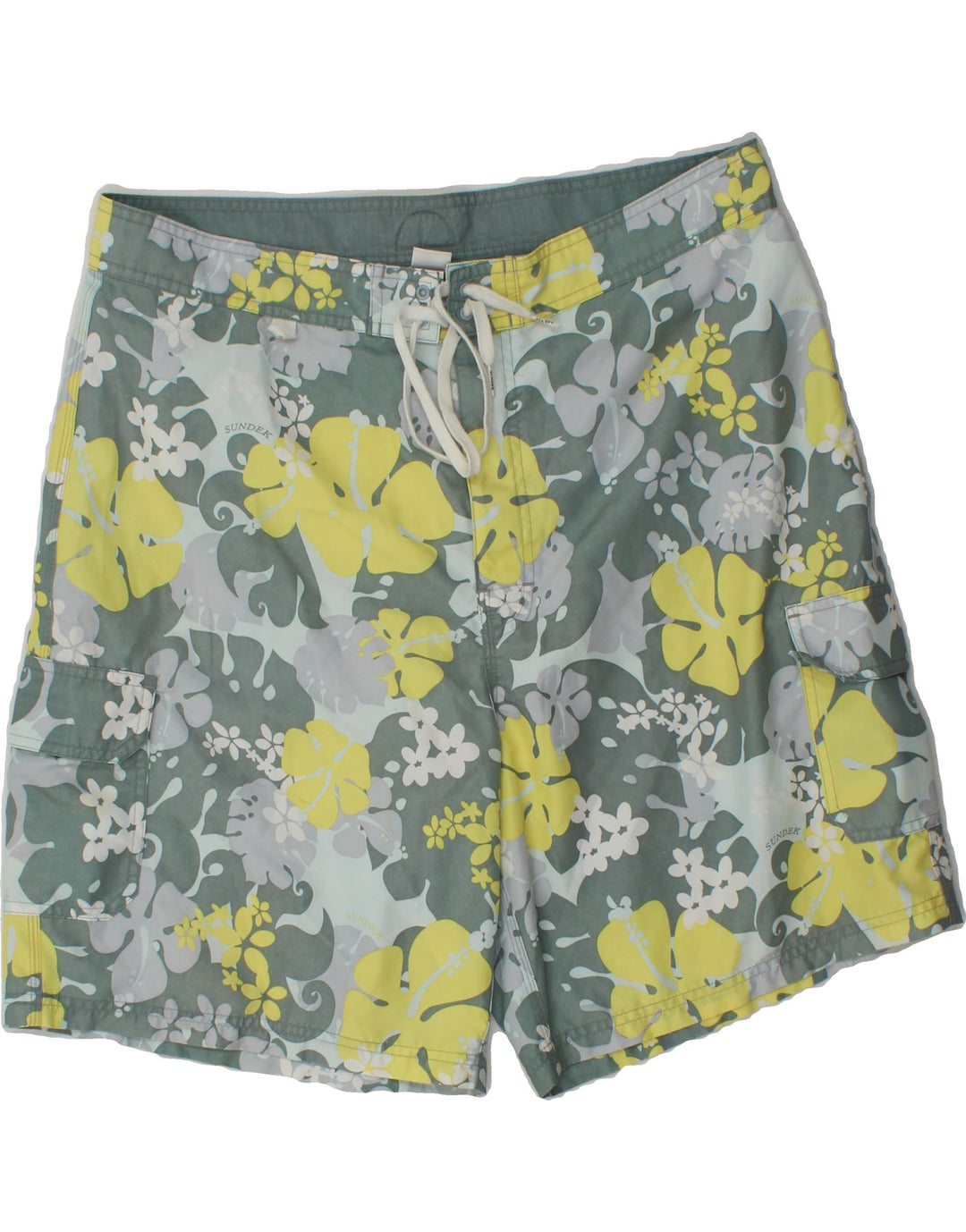 SUNDEK Mens Swimming Shorts  W38 XL Multicoloured Floral Polyester Vintage Sundek and Second-Hand Sundek from Messina Hembry 