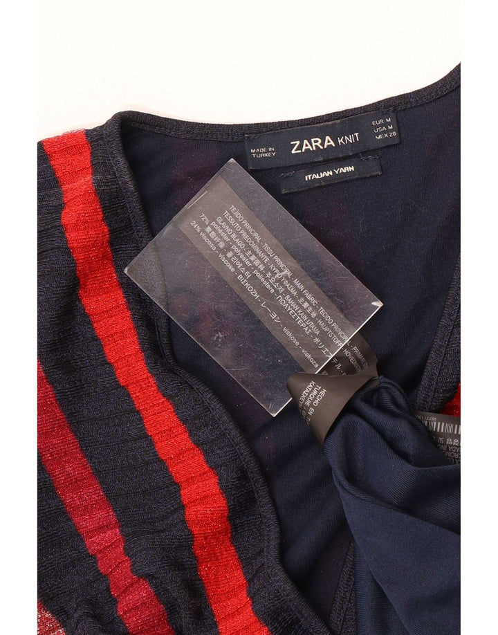 Zara Damen ärmelloses Maxikleid UK 12 Medium Mehrfarbig gestreift