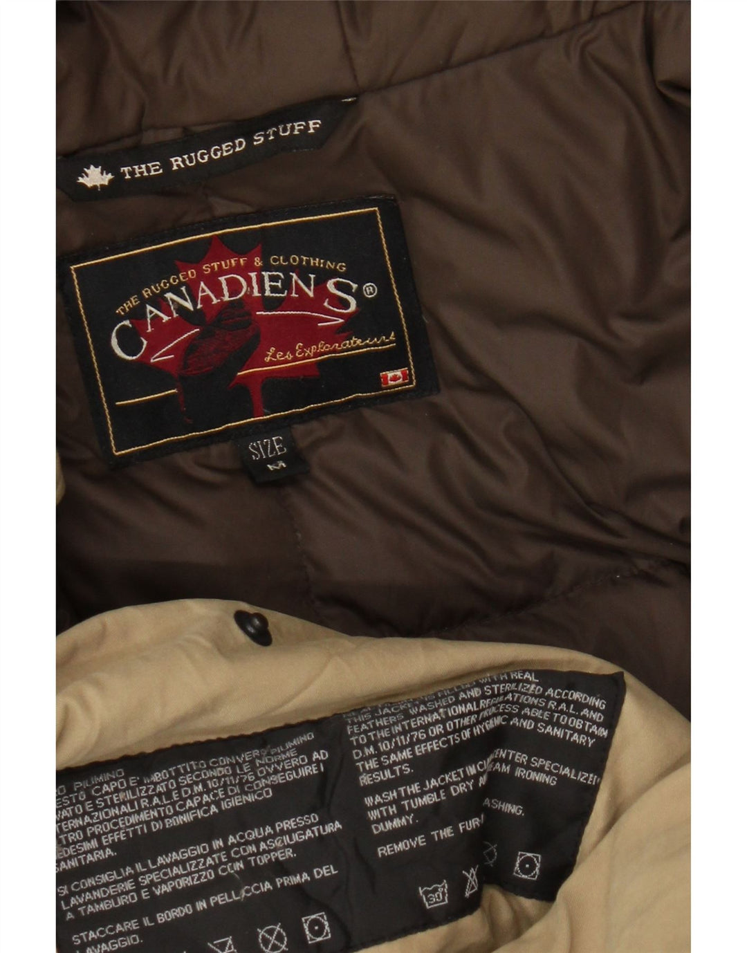 CANADIENS Wattierte Herrenjacke mit Kapuze, UK 38, Mittelbeige