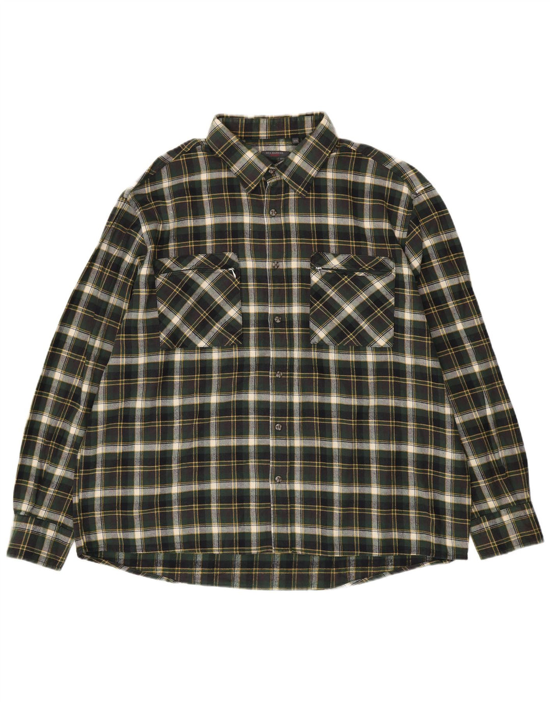 SEA BARRIER Kariertes Flanellhemd für Herren, 2XL, grün kariert, Baumwolle
