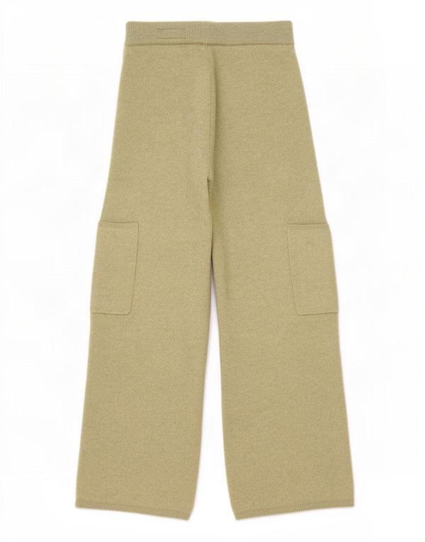 Zara Strick-Cargohose für Mädchen mit weitem Bein, 13–14 Jahre, W26 L25, Khaki, Polyester