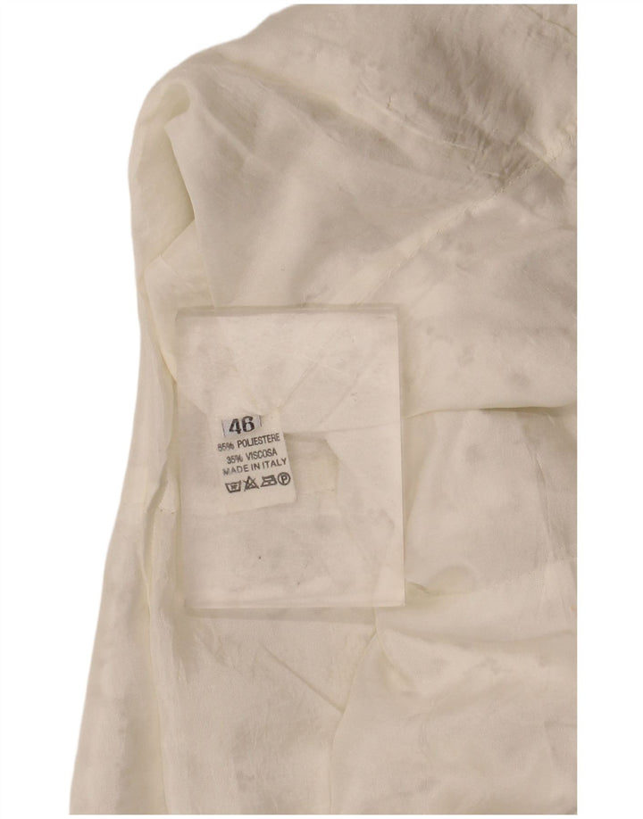 VINTAGE Damen Crop Kurzarm-Hemdbluse IT 46 Large Off White Floral