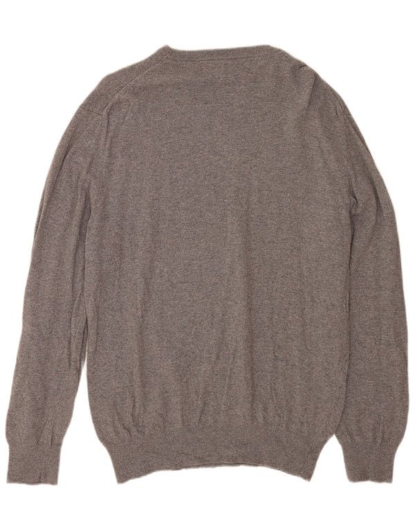 MC2 SAINT BARTH Herren-Pullover mit grafischem Rundhalsausschnitt, 2XL, graue Merinowolle