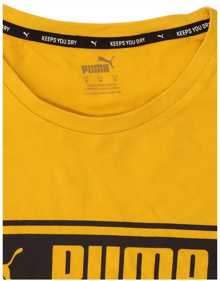 Puma Herren Grafik-T-Shirt-Oberteil aus mittelgelber Baumwolle