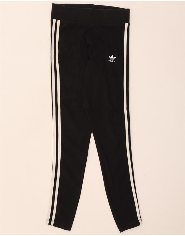 Adidas Damen Leggings UK 8 Small Schwarz Baumwolle