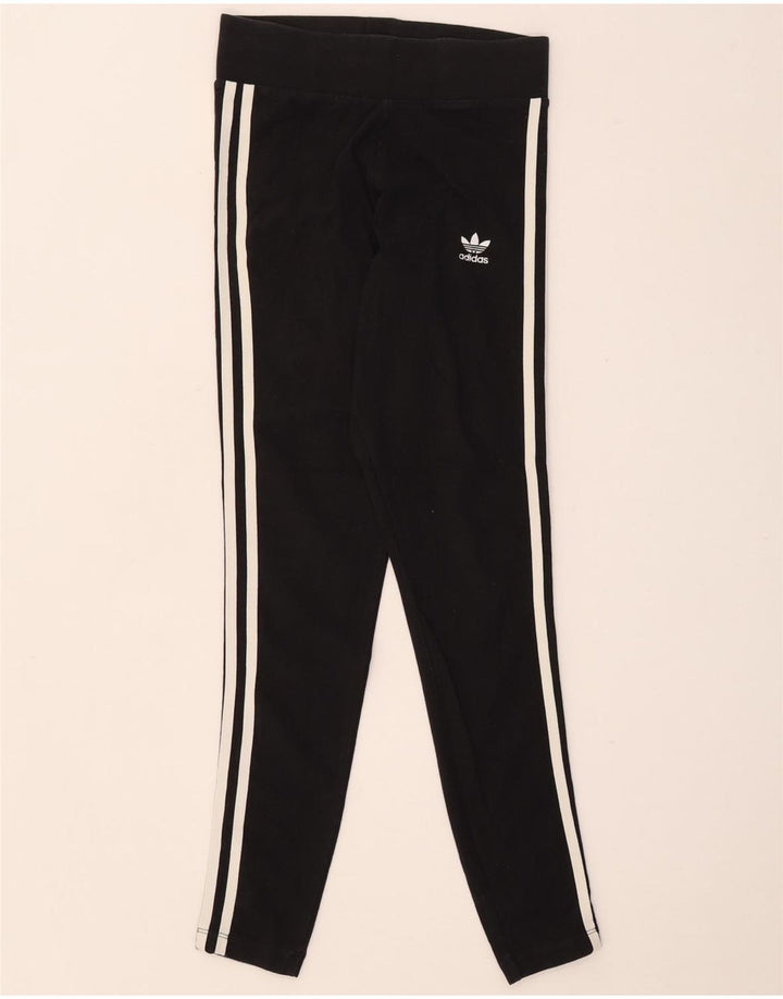 Adidas Damen Leggings UK 8 Small Schwarz Baumwolle