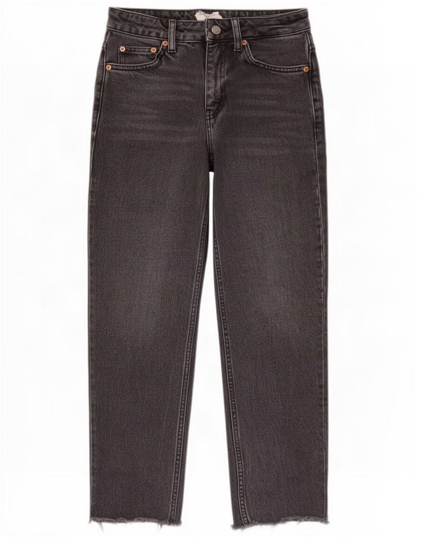 Topshop Womens Straight Cropped Jeans W26 L24 Grey Cotton