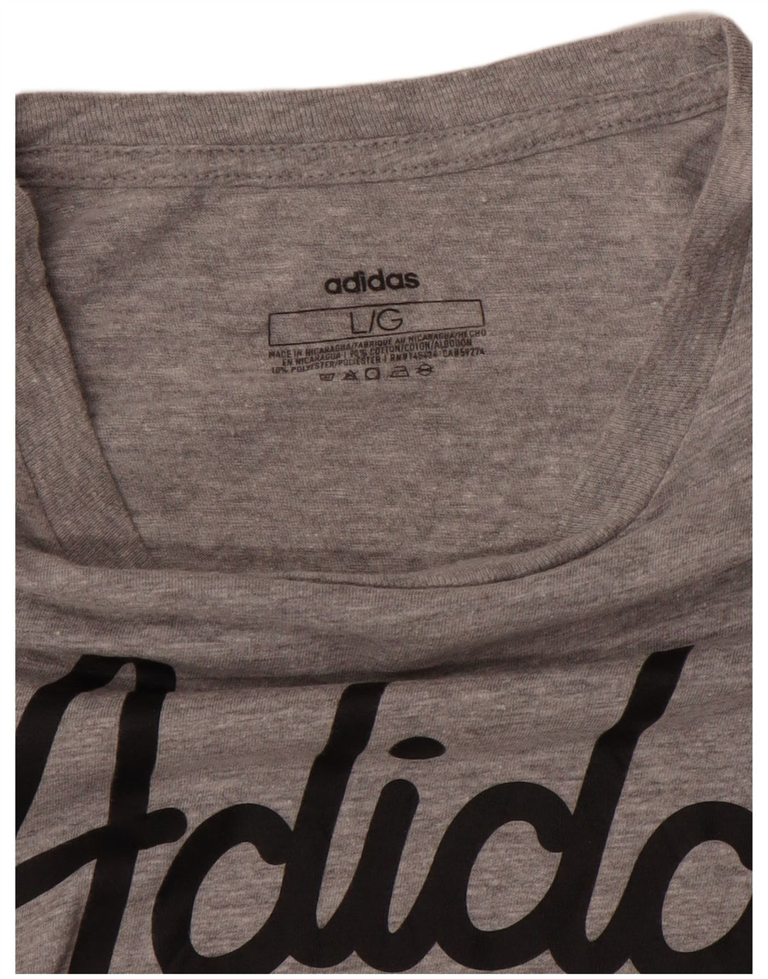 ADIDAS Damen Grafik T-Shirt Top UK 16 Large Grau meliert