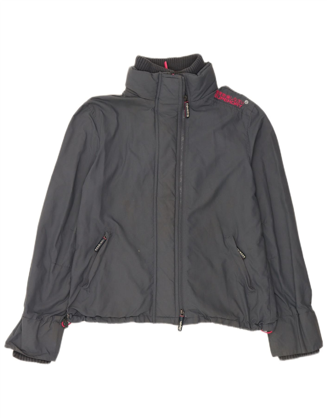 Superdry Damen Windcheater Regenjacke UK 42 XL Graues Nylon