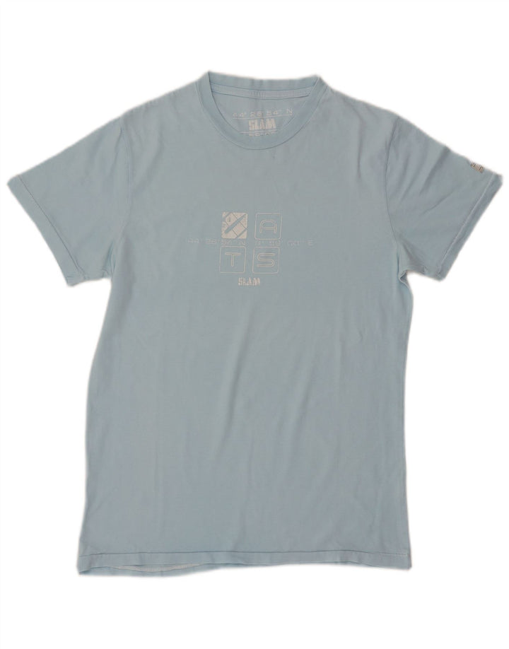 SLAM Herren-T-Shirt mit Grafik, mittelblaue Baumwolle
