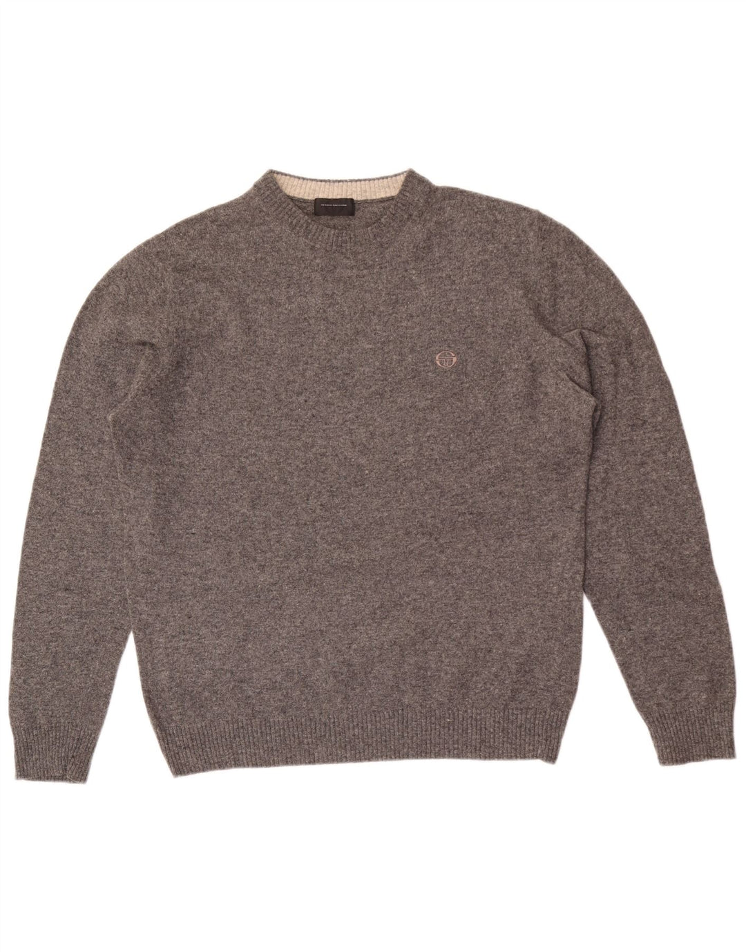 Sergio Tacchini Herren-Pullover mit Rundhalsausschnitt, große grau gesprenkelte Wolle