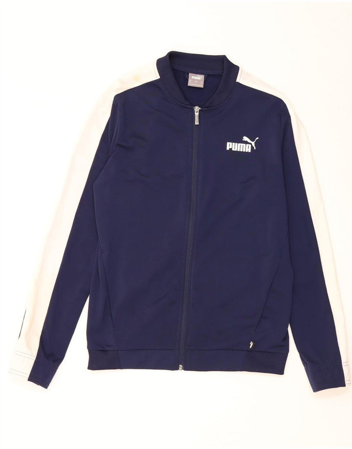 Puma Herren-Trainingsanzug-Top-Jacke, klein, marineblaues Farbblock-Polyester
