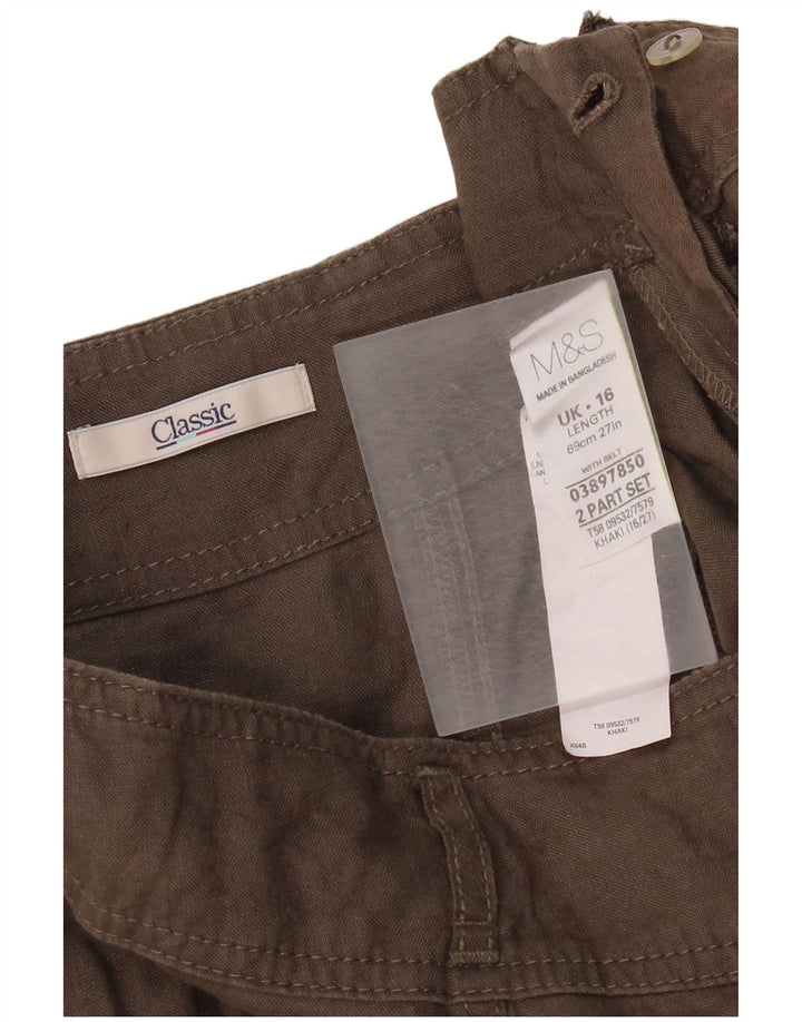 Marks & Spencer Damen ausgestellter Rock UK 16 Large W32 Braunes Leinen