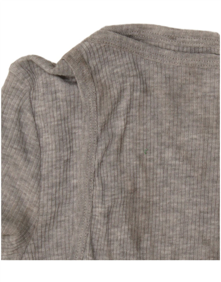 Zara Damen Top Langarm UK 8 Small Grau geflecktes Polyester