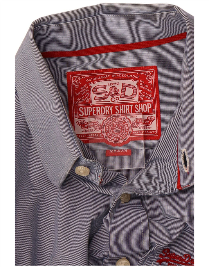 SUPERDRY Mens Shirt Medium Blue Pinstripe Cotton