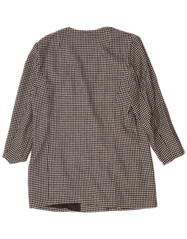 Vintage Damen 3-Knopf-Blazerjacke IT 44 Mittelschwarzer Hahnentritt