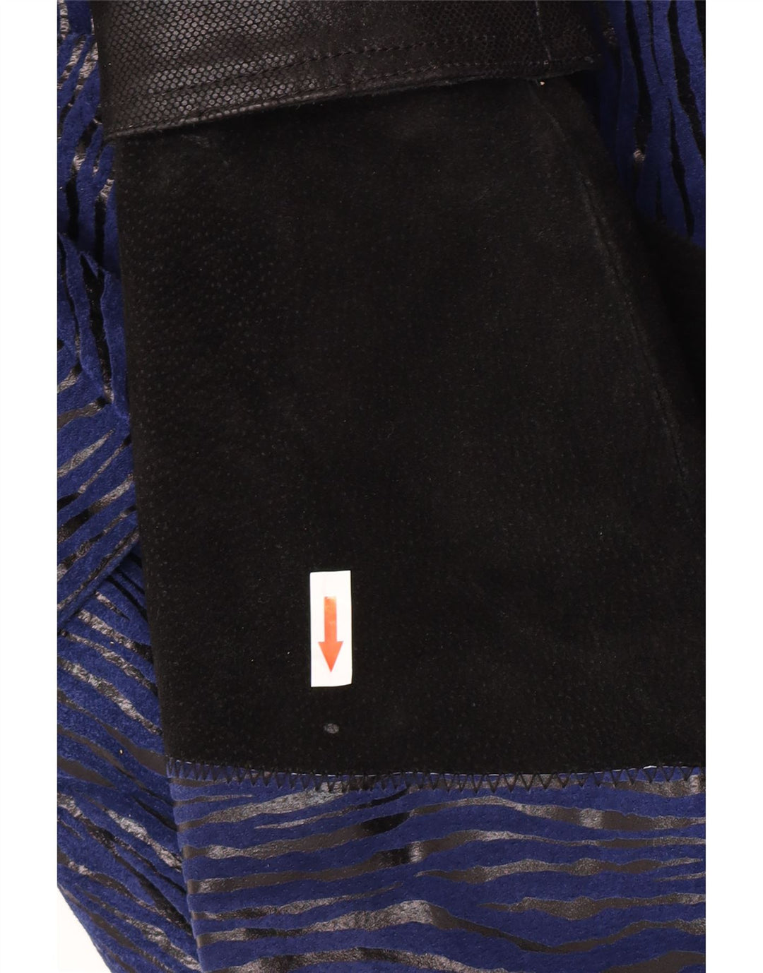 Vintage Damen Wildledermantel UK 12 Mittelblaues Colourblock-Leder