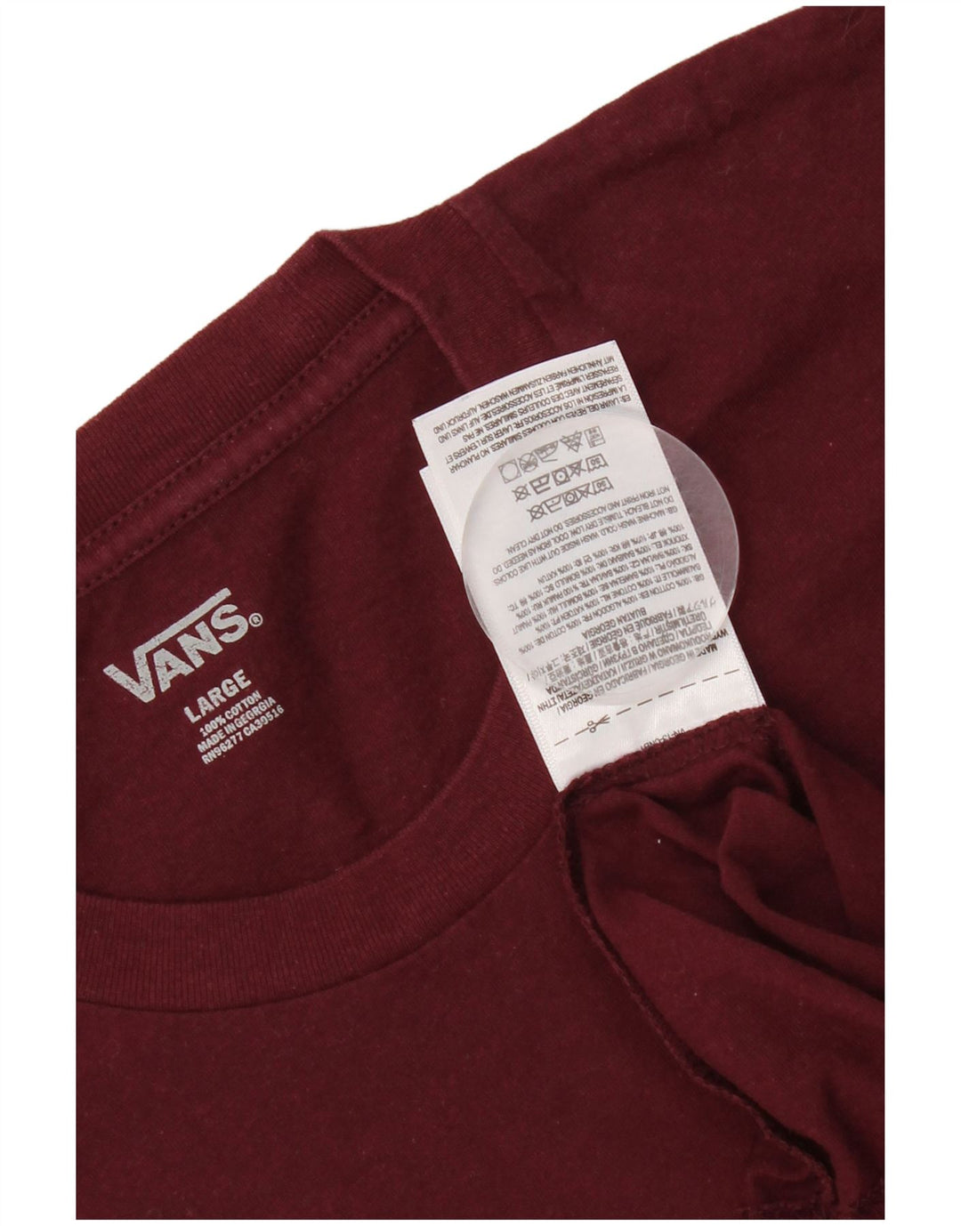 Vans Herren T-Shirt Top Large Burgund Baumwolle