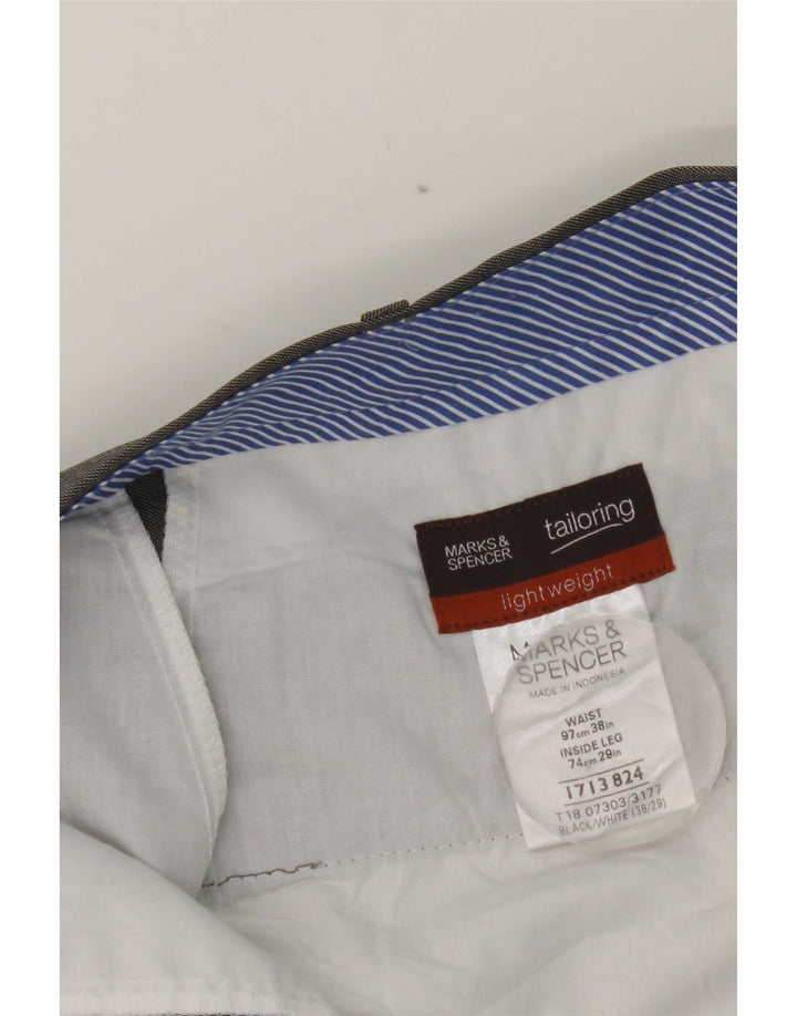 Gerade Herren-Anzughose von Marks & Spencer, W38, L29, grau, Polyester