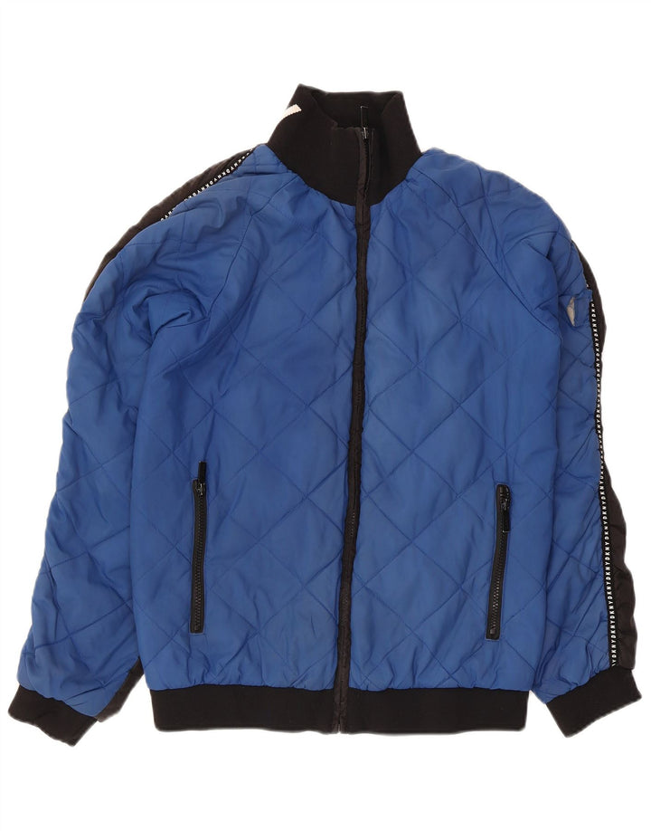 Dkny Womens Graphic Quilted Jacket UK 14 Mittelblaues Colourblock-Polyester