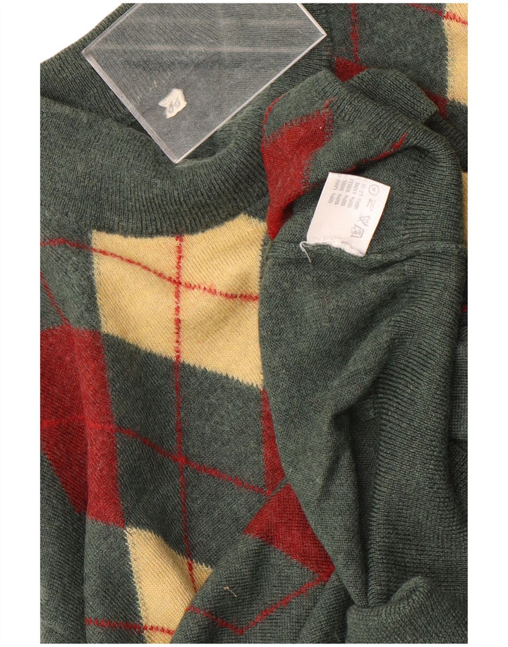 Vintage Herren Rollkragenpullover IT 50 Mittelgrün Argyle/Diamant