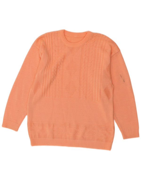 Vintage Damen Rundhalspullover Pullover UK 14 Groß Orange
