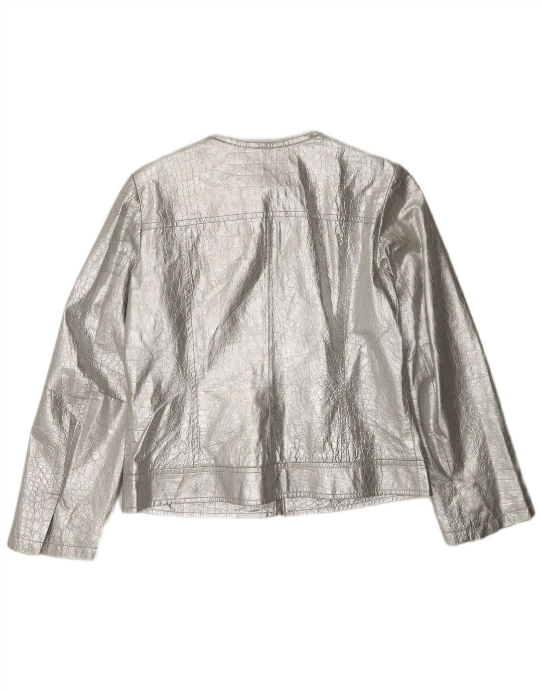 CORTEFIEL Damen Lederjacke UK 12 Medium Silber Leder