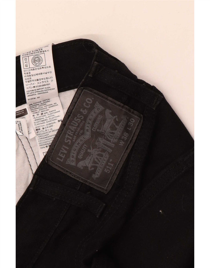 Levi's Herren 511 Slim Jeans W38 L30 schwarze Baumwolle
