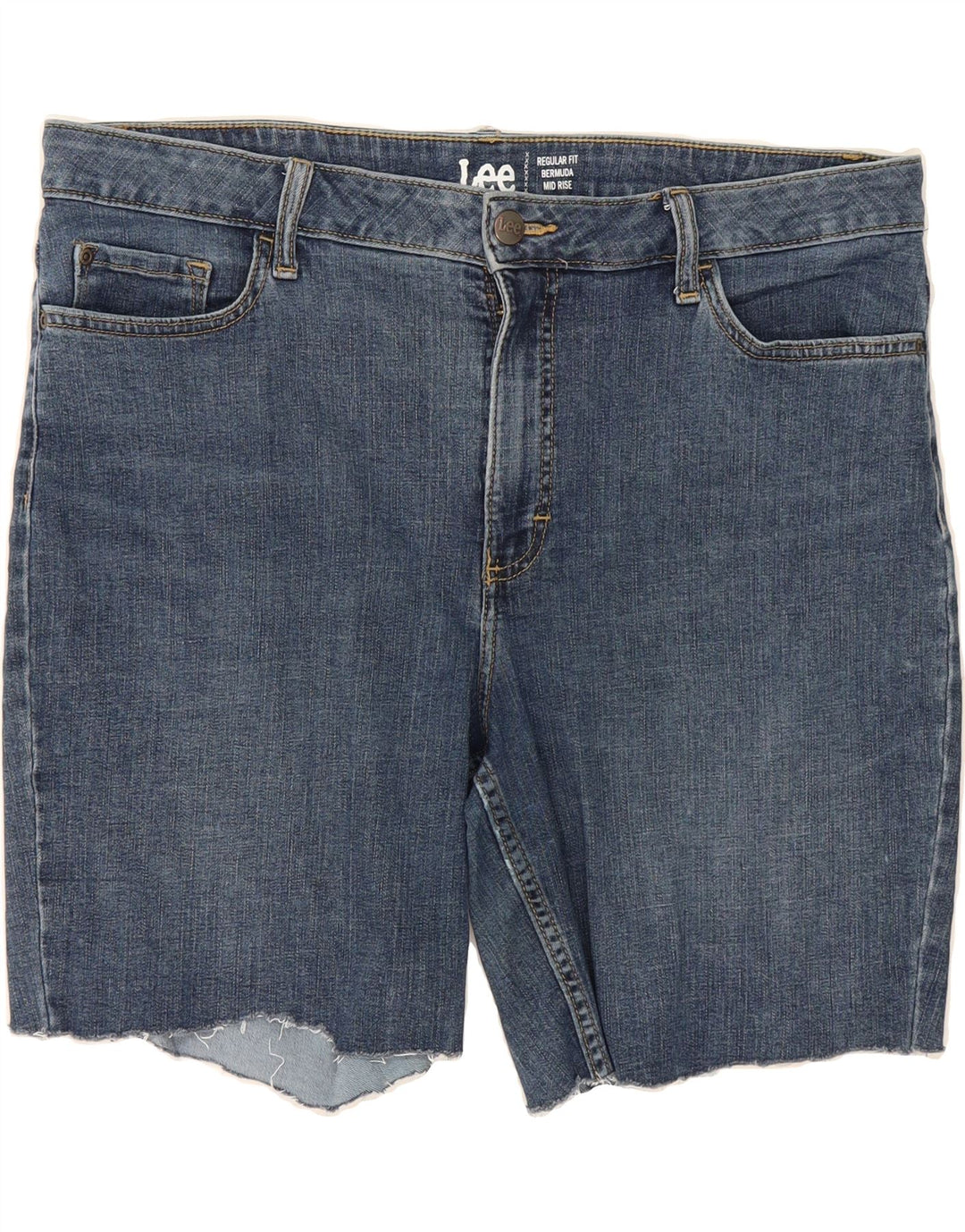 LEE Womens Bermuda Regular Fit Denim Shorts US 18 2XL W40 Navy Blue Vintage Lee and Second-Hand Lee from Messina Hembry 