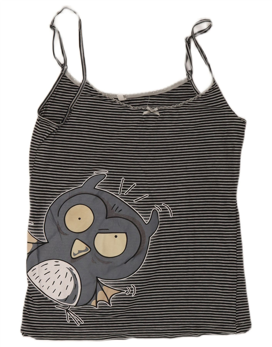 Benetton Womens Graphic Crop Cami Top UK 10 Small Grau gestreift